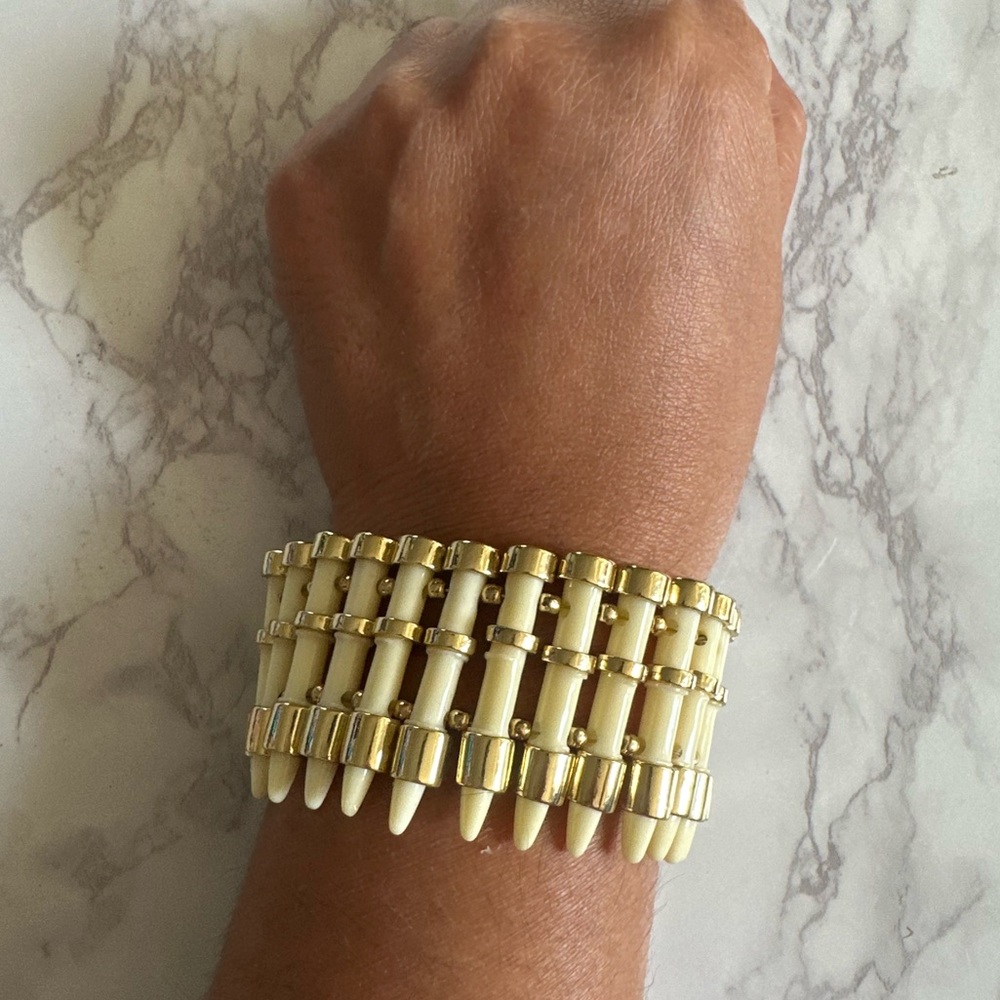 House of Harlow 1960 Gold and Cream Bracelet
